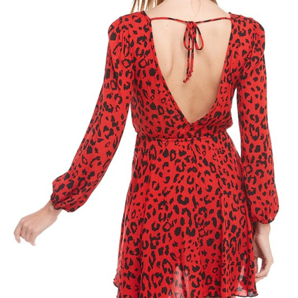 RED ANIMAL PRINT MINI DRESS - Picture 3 of 3
